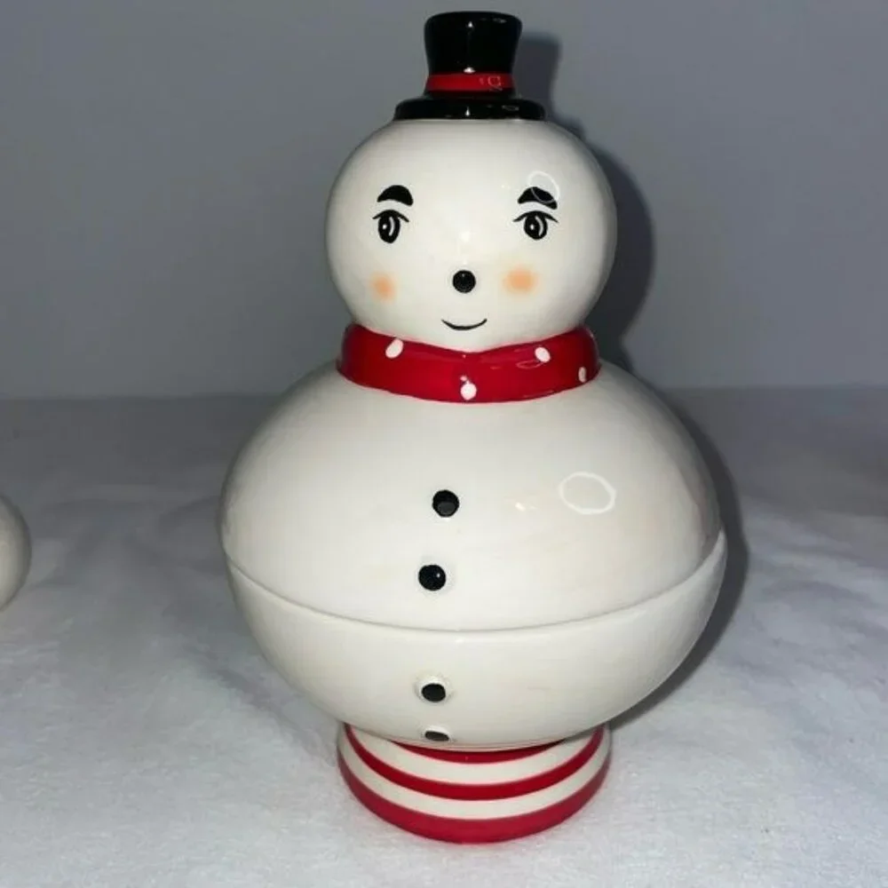 Johanna Parker Santa & Snowman Ceramic Salt & Pepper Shakers & Candy Dishes
